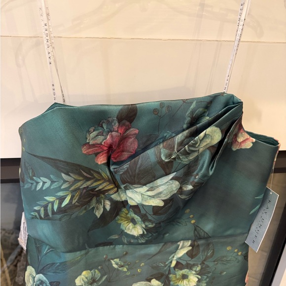 Kay Unger Adeline Mini Dress, Strapless NEW Deep green floral! - Picture 4 of 7
